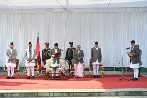 नवनियुक्त मन्त्री शर्माद्वारा पद तथा गोपनीयताको शपथ