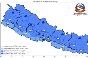 केही स्थानमा मध्यम वर्षा तथा हिमपातको सम्भावना