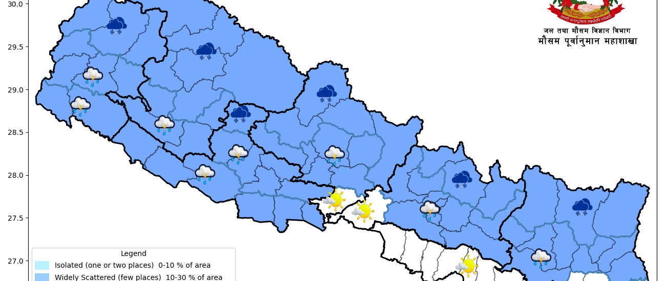 हिमाली तथा पहाडी भागमा वर्षा हुने, तराईमा गर्मी बढ्ने